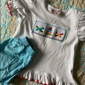 Smocked back to school outfit